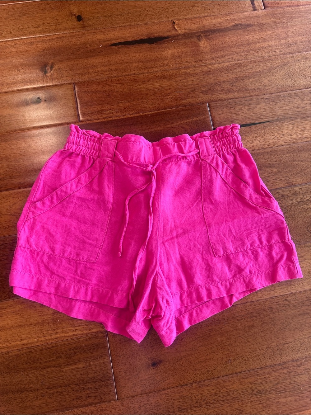LOFT Hot Pink High-Waist Paperbag Shorts